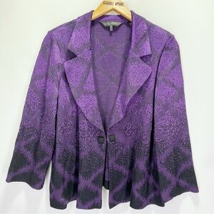 🛍️Ming Wang Diamond Print Knit Cardigan Jacket Washable Workwear Wrinkle Free